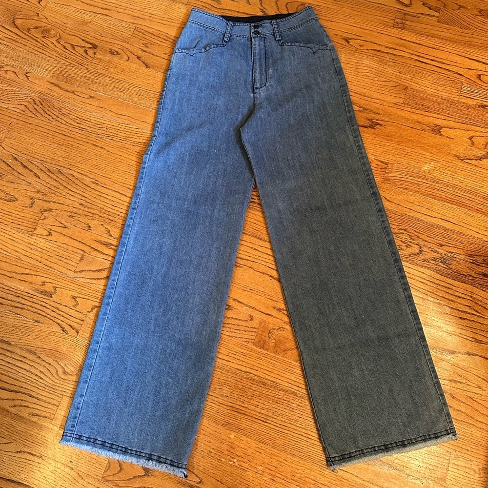 Burning Torch Medium Blue Flare Wide Leg Jeans